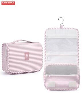 Hanging Toiletry Bag with Hook, Water-Resistant Travel Makeup Organizer,